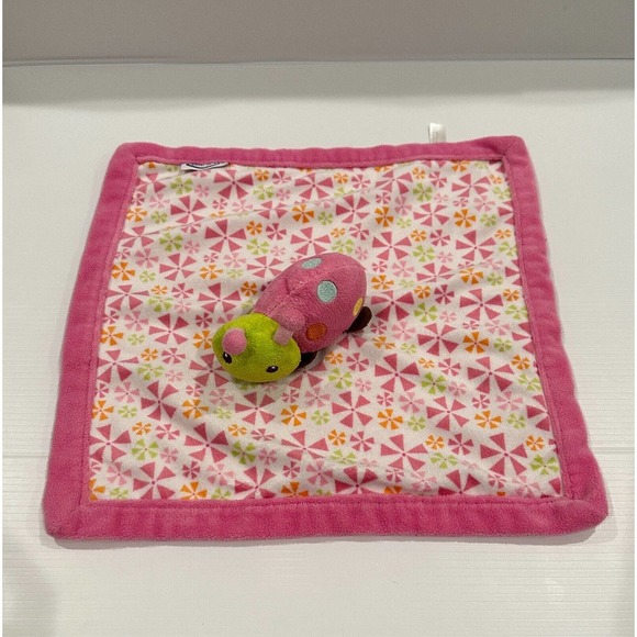 Graco Baby Pink Green Lady Bug Polka Pinwheel Geo Baby Plush Toy Lovey - Picture 3 of 9
